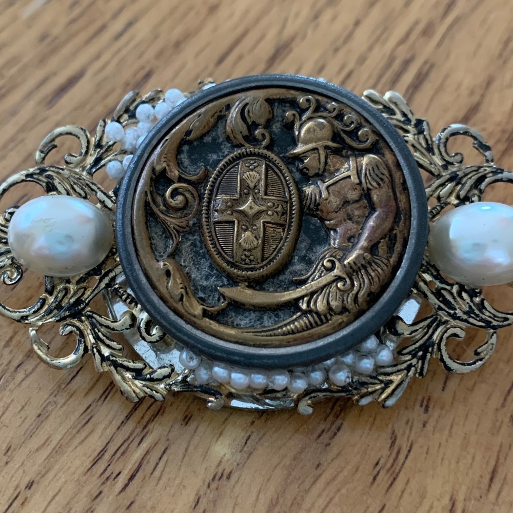 Vintage Button Brooch